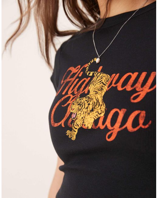 ASOS Black Baby Tee With Chicago Tiger Graphic