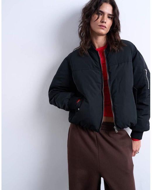 TOPSHOP Blue Padded Hybrid Bomber Jacket