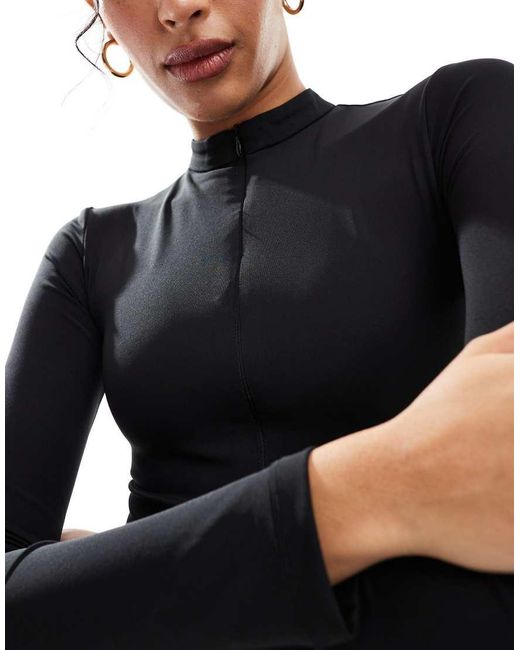 agon® Blue Long Sleeve Zip Up Bodysuit