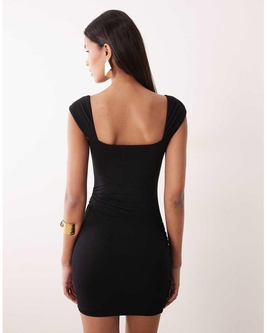 Oh Polly Natural Sweetheart Neckline Drape Skirt Mini Dress