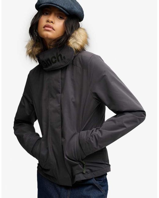 Bench x Superdry & Co Blue Faux Fur Hooded Windcheater Jacket