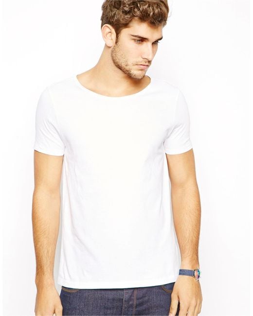 ASOS White T-Shirt With Wide Boat Neck for men