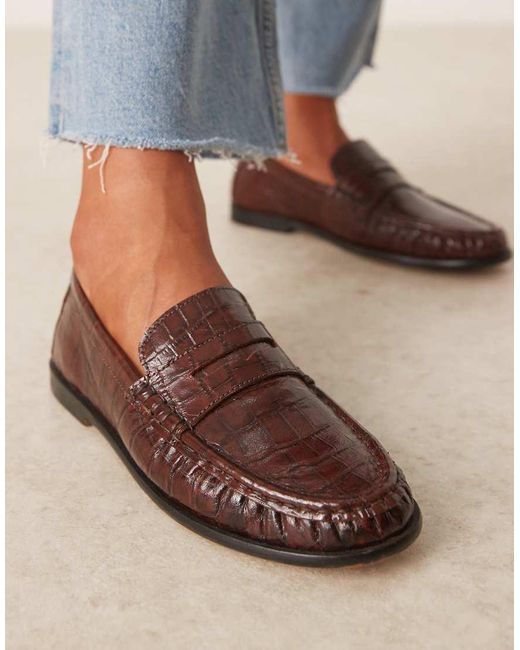 ASOS Blue Mayfair Premium Ruched Loafers