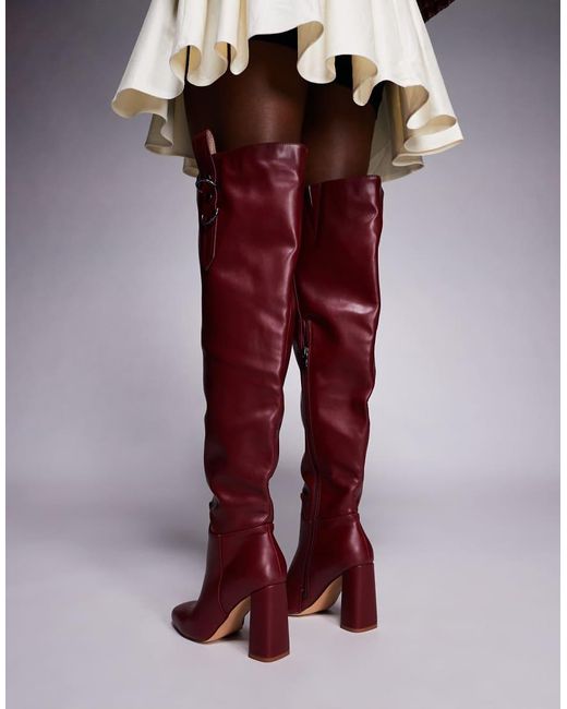 SIMMI Red Simmi London Harrieta Wide Fit Heeled Over The Knee Boots