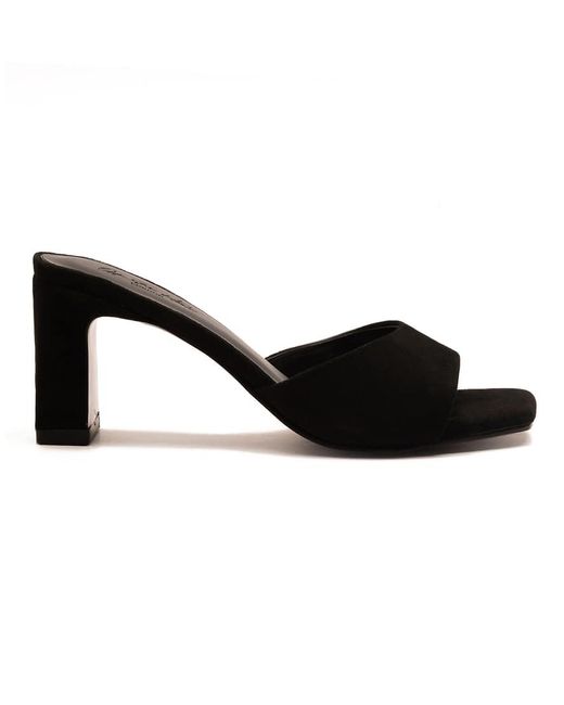 OFF THE HOOK Black 'Park' Suede Leather Block Heel Heeled Sandals