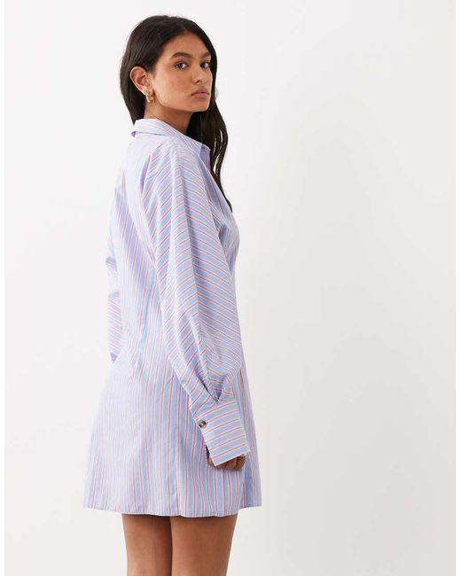 ASOS Multicolor Mini Shirt Dress With Cinched Waist