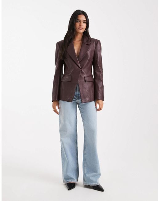 ASOS Brown Tailored Faux Leather Blazer