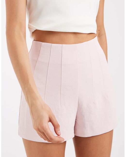 ASOS White Tailored High Waist Corset Seam Detail Shorts