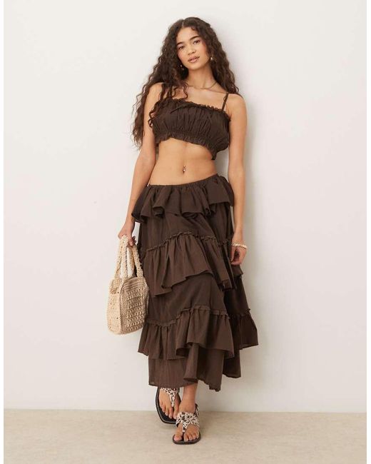 Gonna Lunga Stile Country di ASOS in Natural