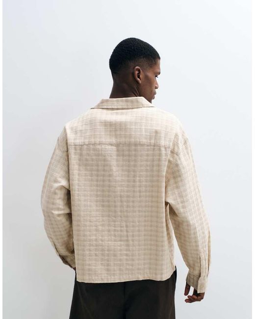 ASOS White Boxy Oversized Check Revere Shirt for men