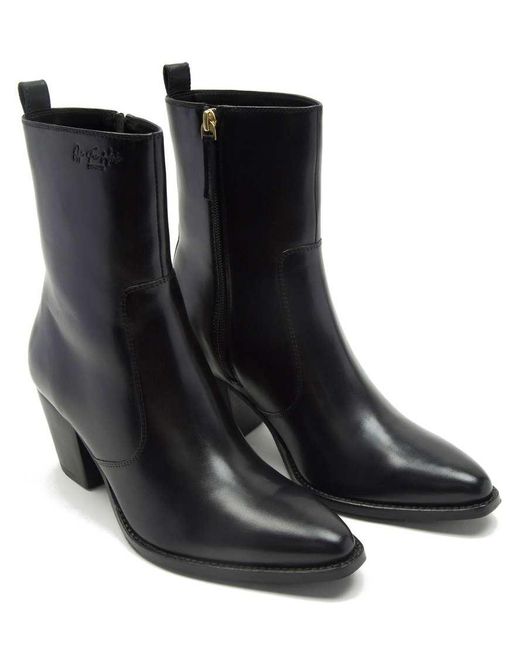 OFF THE HOOK Black Tower Premium Leather Ankle Zip Boots