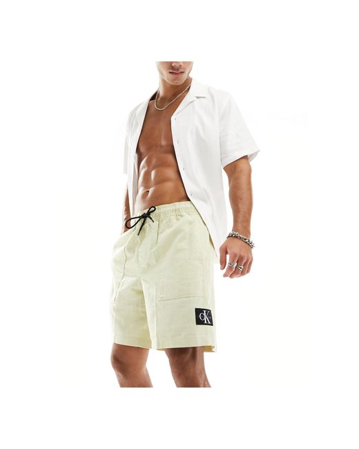 Calvin Klein – leinen-shorts in White für Herren