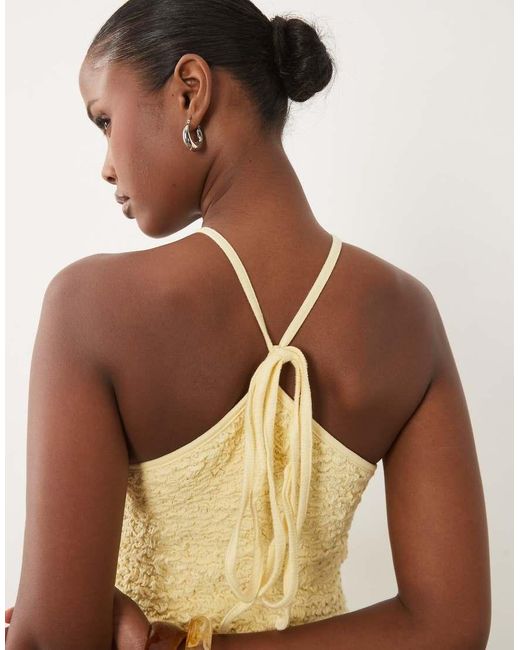 ASOS Natural Crinkle Cami Halter Midi Dress