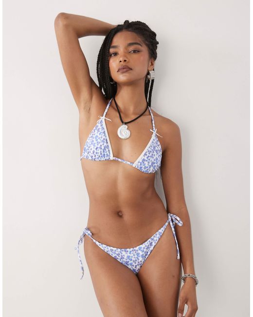Lioness Multicolor Rio Bow Detail Contrast Trim Tie Side Bikini Bottom Co-ord