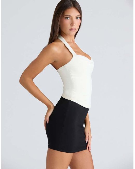 House Of Cb White The Peekaboo Ivory Halter Neck Corset Top