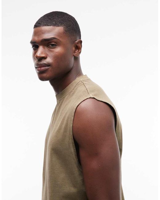 ASOS Brown Heavyweight Oversized Tank for men