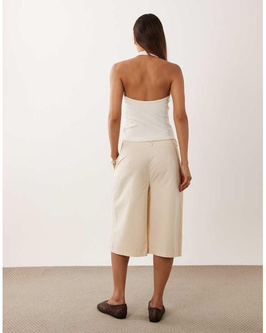 ASOS Natural Wide Leg Clean Bermuda Short