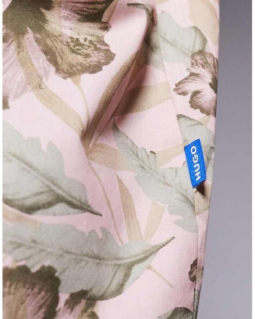 Camisa Rosa Holgada De Manga Corta Con Diseño Estampado De HUGO de hombre de color Gray