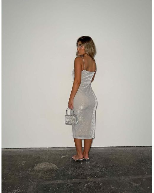 Collective The Label Gray Midi Dress Wit Cut-Out Details