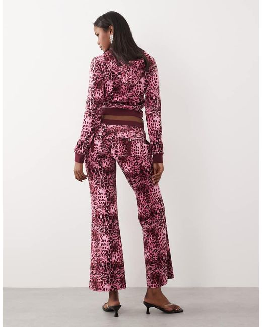 Juicy Couture Red Exclusive Velour Pocket Detail Flare joggers Co-ord