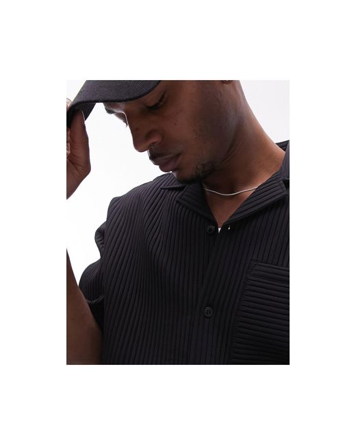 Chemise d'ensemble plissée à manches courtes Topman pour homme en coloris Black