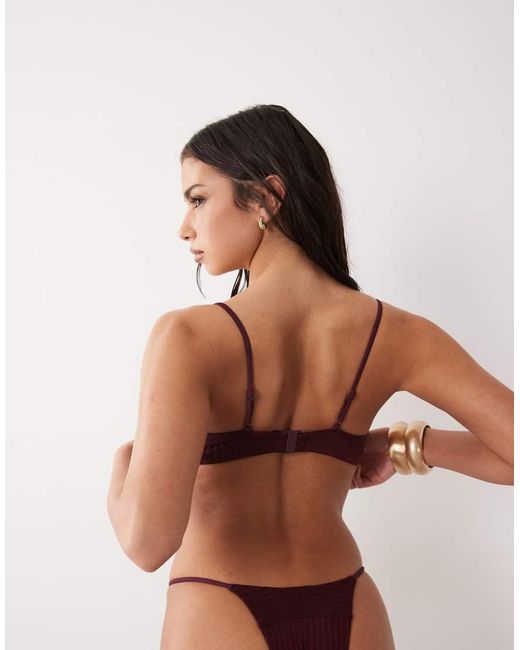 ASOS Red Rory Spliced Rib Vwire Bikini Top