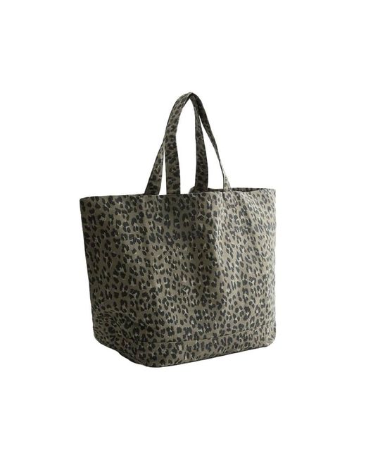 Oysho Green Leopard Print Shopper Bag