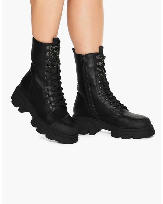 KG by Kurt Geiger Black Trekker Lace Up3 Mid Ankle Boots