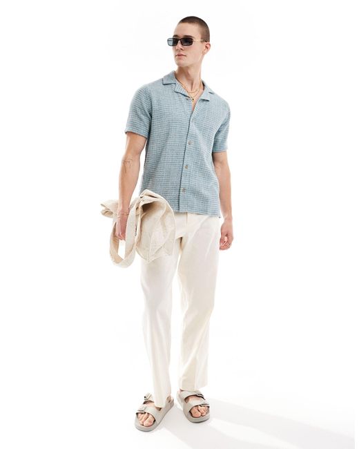 Chemise texturée à manches courtes Hollister pour homme en coloris White