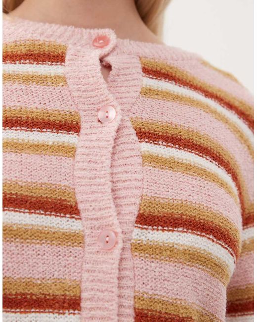 Cardigan Micro Da Festival A Righe Multicolore di Reclaimed (vintage) in Pink