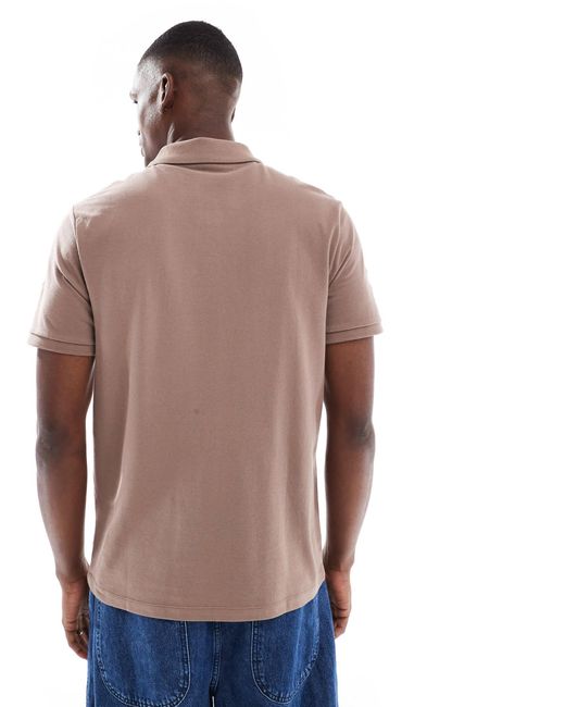 ASOS – basic-polohemd aus pikee in Brown für Herren