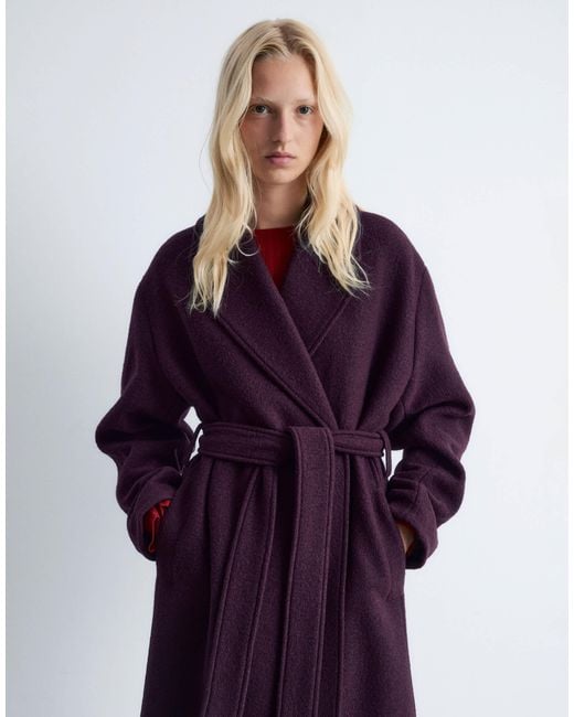 & Other Stories Red Belted Wool Coat