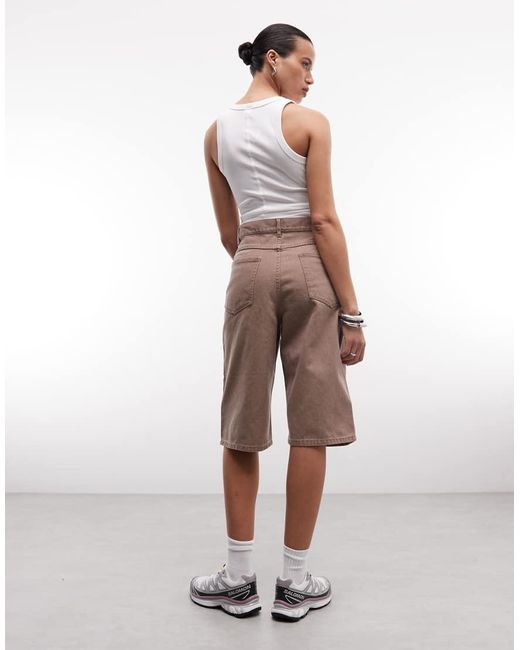 Obey Brown Karina Long Denim Shorts