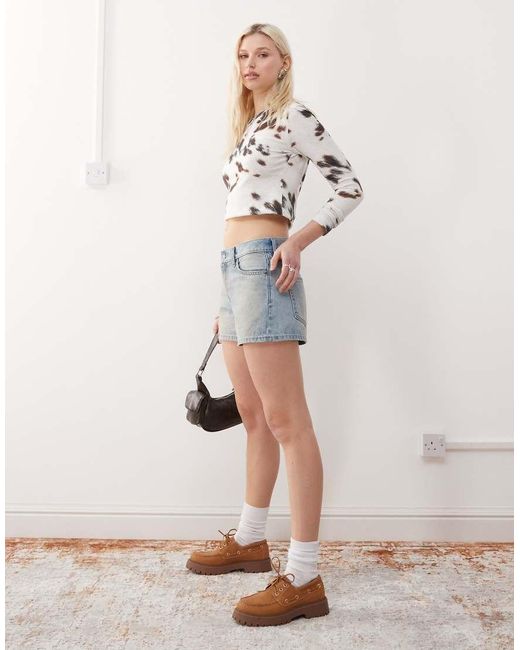 Weekday Blue Low Waist Loose Fit Denim Shorts