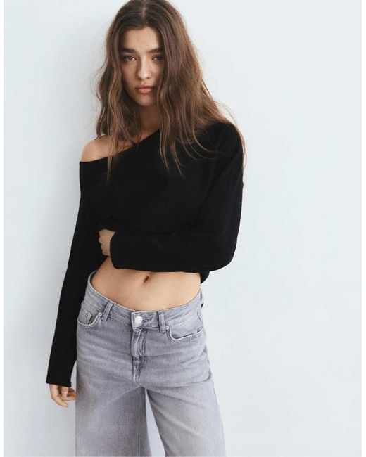 Pull&Bear Asymmetrische Trui in het Black