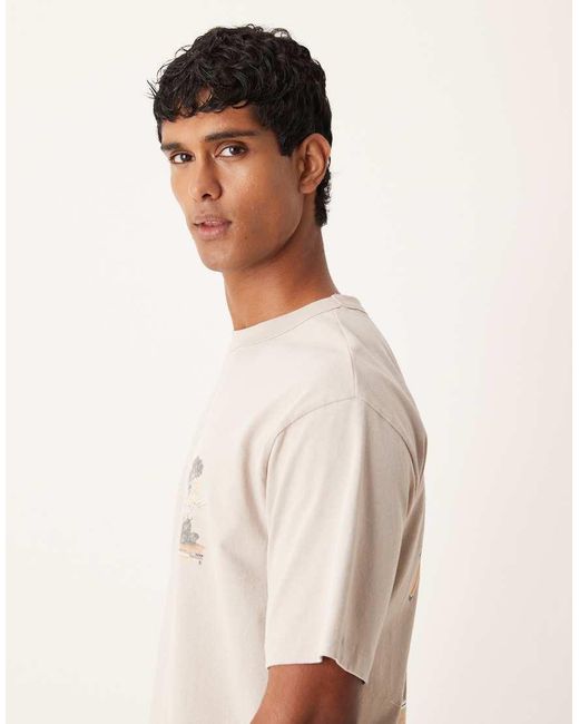 ASOS Natural Heavyweight Relaxed T-shirt With Scenic Graphic for men