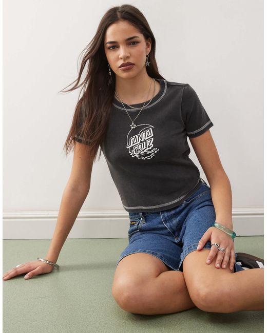 Santa Cruz Blue – moon dot reflection – knapp geschnittenes t-shirt