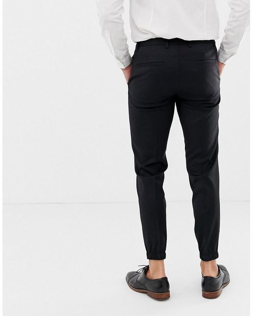 HUGO Taylor Slim Fit Cuff Hem Dress Trousers In Black for Men | Lyst
