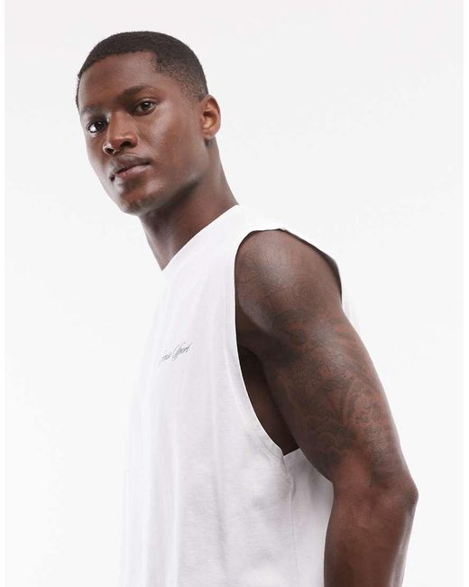 ASOS White Oversized Tank With Tennis Graphic for men