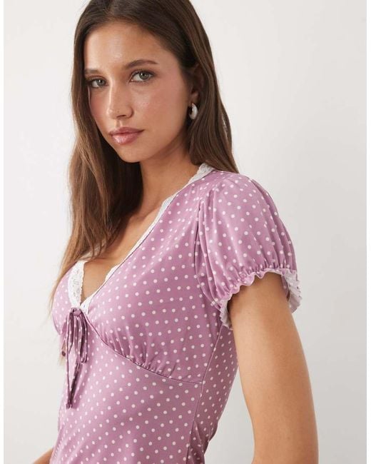Miss Selfridge Gray V-neck Tea Top
