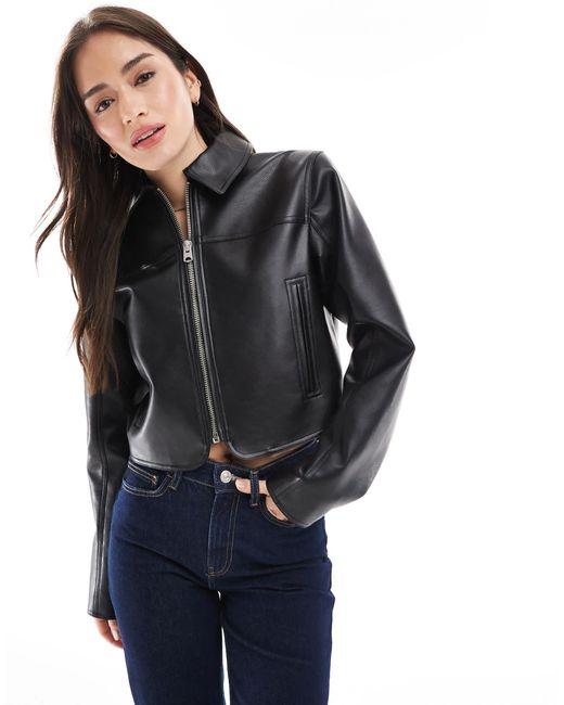 Pull&Bear Black – dad-jacke aus kunstleder