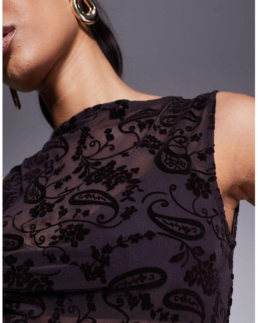 Top Con Cuello Barco Y Diseño Flocado De Cachemir De (Parte De Un Conjunto) ASOS de color Blue