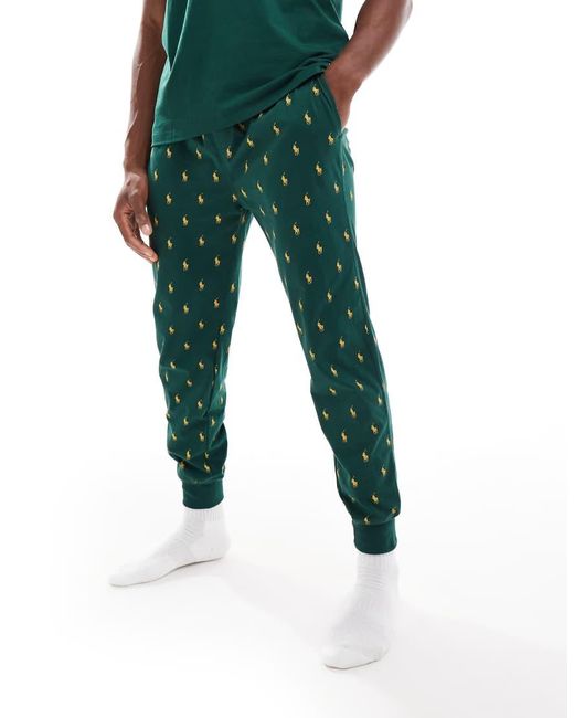 Polo Ralph Lauren Lounge Joggers With All Over Logo Print in Green for Men Lyst UK