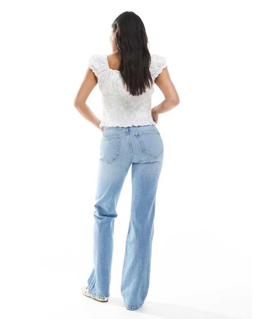 Stradivarius Blue Petite D98 Straight-leg Vintage Effect Jeans