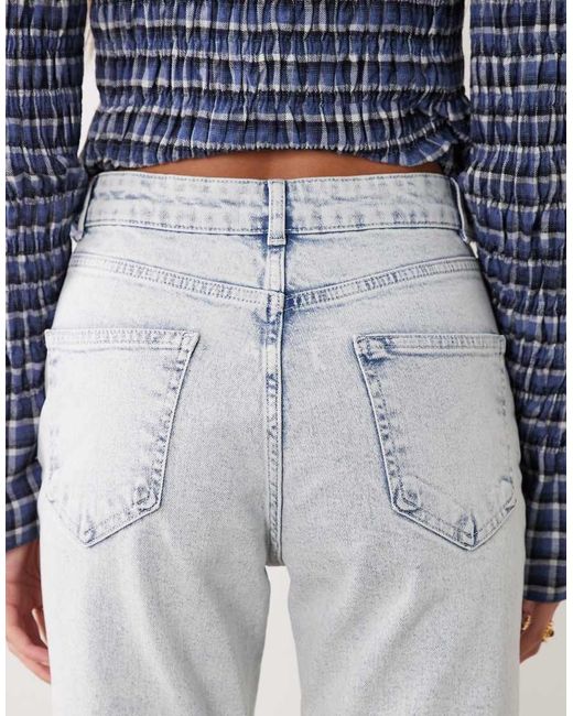 ASOS Blue High Waisted Slim Straight Jeans