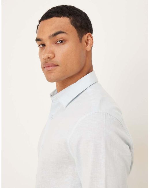 ASOS White Formal Linen Blend Regular Shirt for men