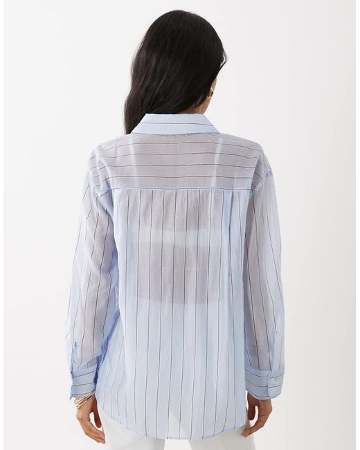 Mango White Sheer Long Sleeve Shirt