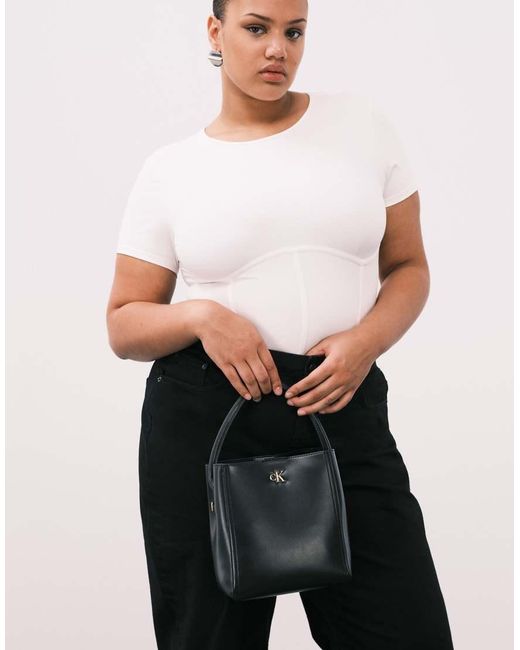 Calvin Klein Black Bucket Bag With Long Strap