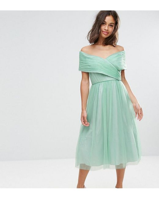 ASOS Green Wedding Tulle Midi Dress
