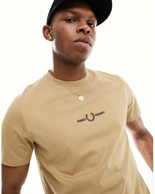 T-shirt brodé - taupe Fred Perry pour homme en coloris Natural